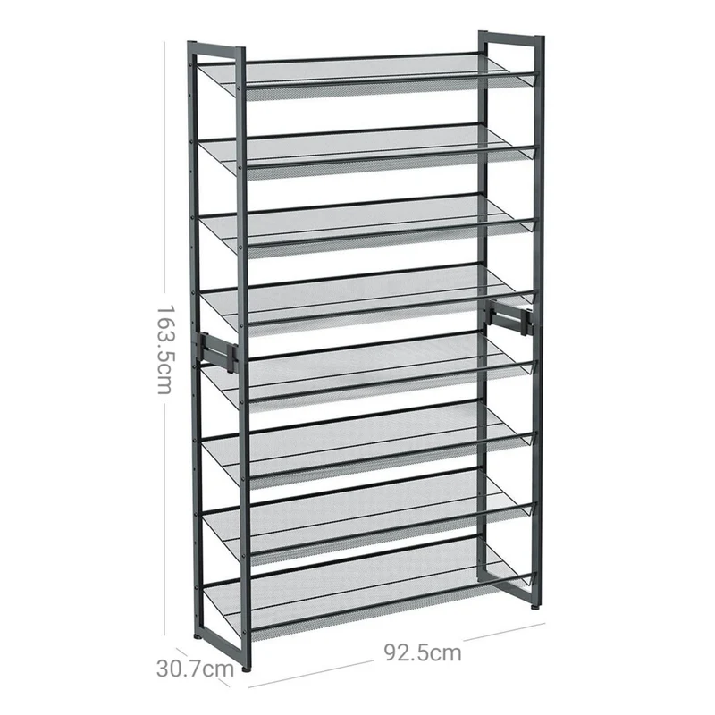 Étagère à chaussures de 8 niveaux ensemble de 2 étagères de chaussures empilable de 4 niveaux étagère de rangement en métal 163,5 cm étages réglables gris froid 12_0002661
