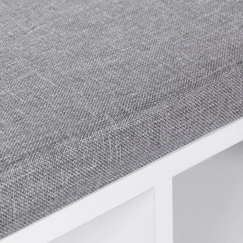 Banc à chaussures étagère à chaussures 104 x 30 x 48 cm meuble de rangement 10 compartiments avec coussin pour entrée blanc 12_0000216