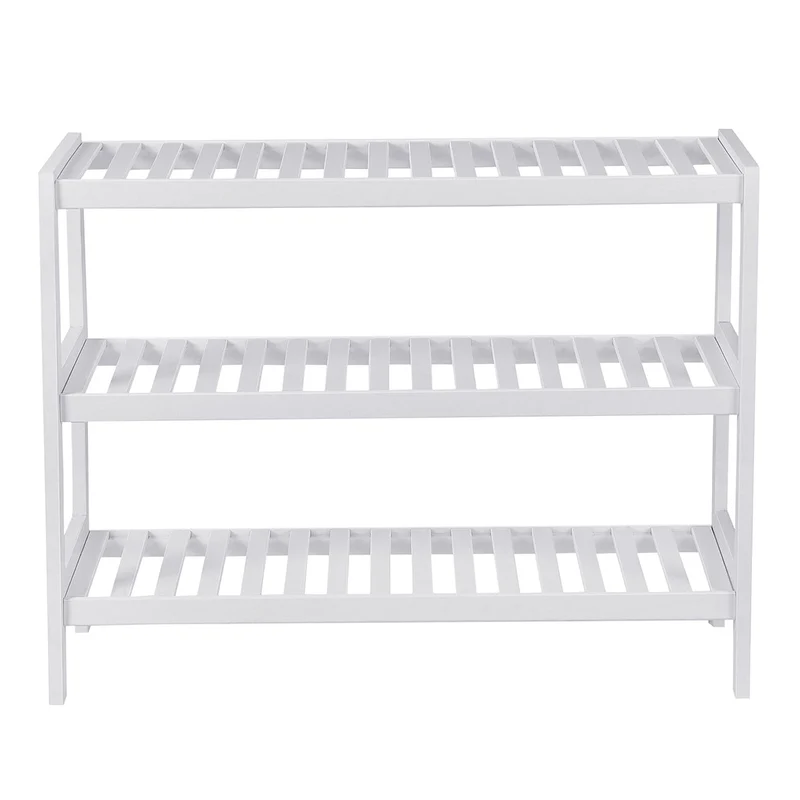 Étagère à chaussures étagère de rangement 3niveaux en bambou 70 x 26 x 55 cm blanc 12_0005493