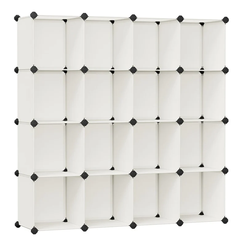 Armoire à chaussures étagère de rangement en plastique blanc semi-transparent 113 x 36 x 113 cm blanc 12_0003952