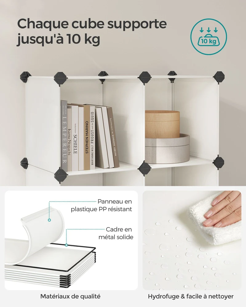 Armoire à chaussures étagère de rangement en plastique blanc semi-transparent 113 x 36 x 113 cm blanc 12_0003952