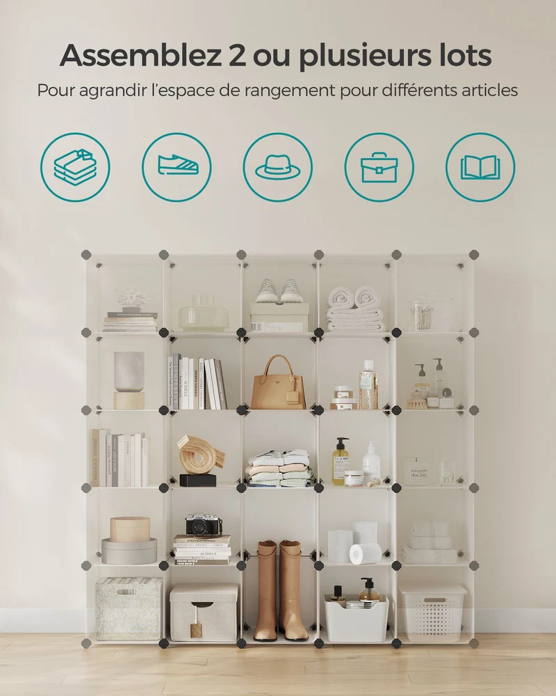 Armoire à chaussures étagère de rangement en plastique blanc semi-transparent 113 x 36 x 113 cm blanc 12_0003952