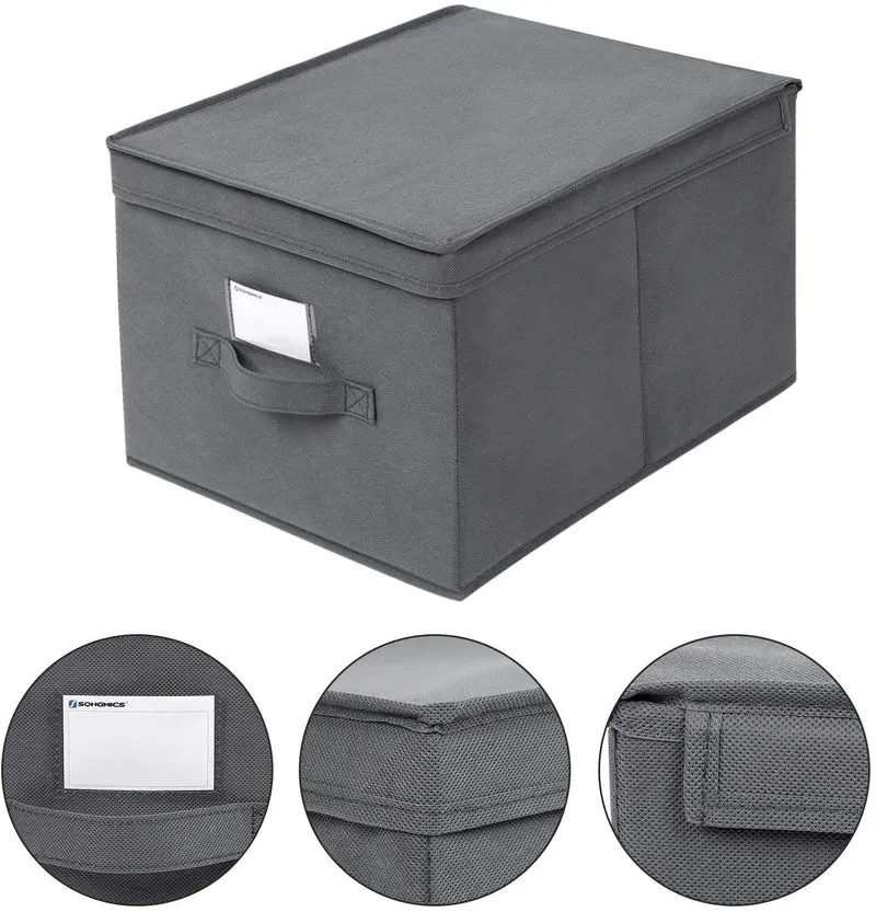 Lot de 3 boîtes de rangement tissu non-tissé 30 x 40 x 25 cm gris 12_0000084/2