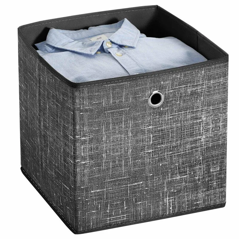 Boîtes de rangement pliables lot de 6 cubes bacs paniers coffres en tissu non-tissé 30 x 30 x 30 cm pour jouets vêtements noir 12_0003635