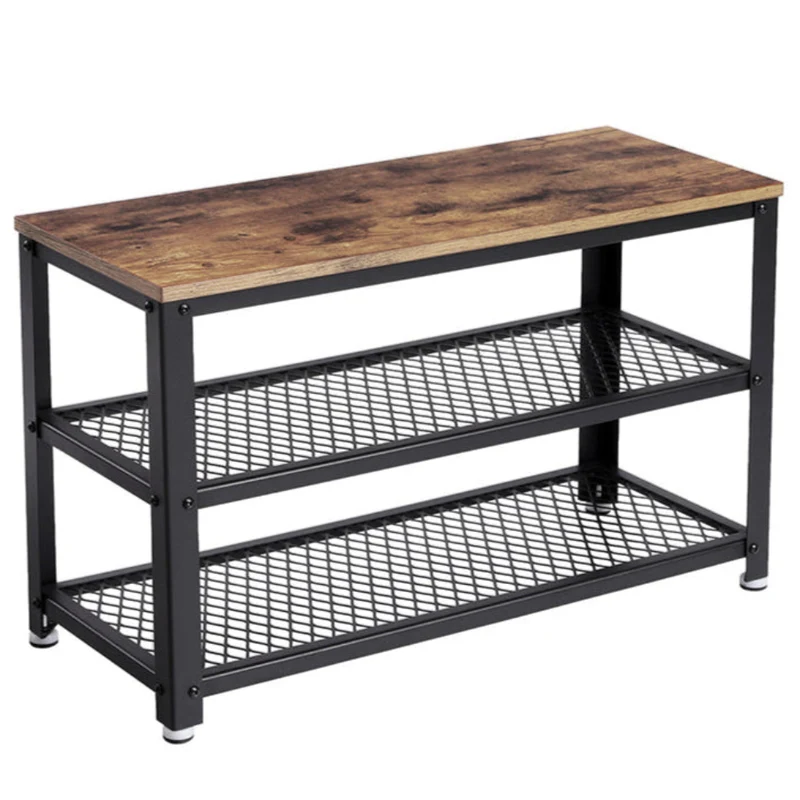 Banc à chaussures au style industriel 73 x 30 x 45 cm marron 12_0005845
