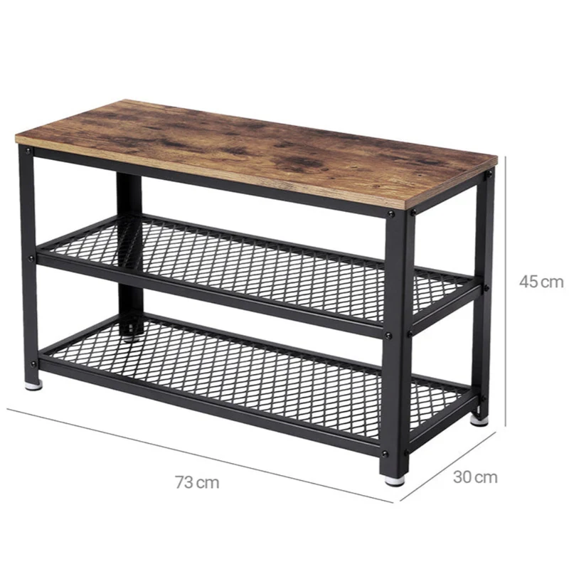 Banc à chaussures au style industriel 73 x 30 x 45 cm marron 12_0005845