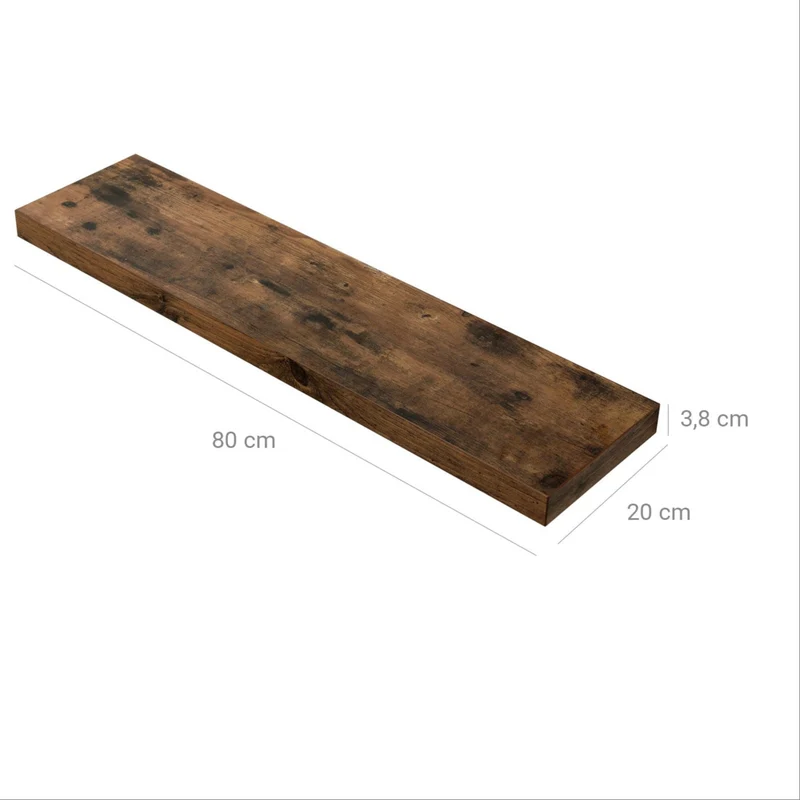 Étagère murale tablette murale étagère flottante étagère de rangement 80 x 20 x 38 cm MDF marron 12_0005785