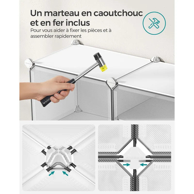 Rangement chaussures 10 compartiments étagère de rangement modulable compartiment de 30 x 40 x 30 cm avec porte cadre en acier panneaux en plastique blanc 12_0007318