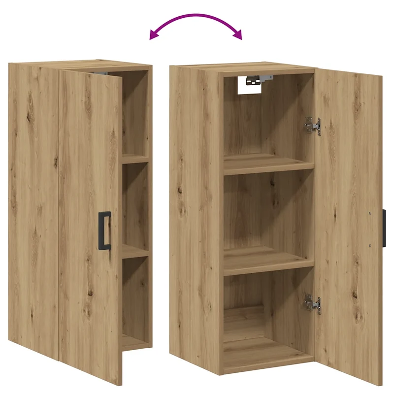 Armoire murale design pratique profondeur modulable 34,5 x 34 x 90 cm en bois d'ingénierie chêne artisanal 02_0051153