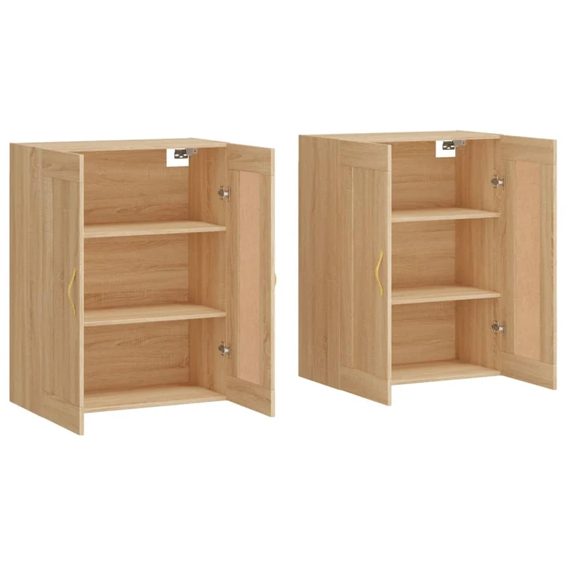 Lot de 2 armoires murales modernes espace de rangement 69,5 x 34 x 90 cm en bois d'ingénierie chêne sonoma 02_0055498