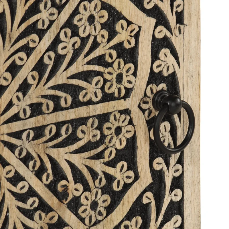 Armoire latérale vintage avec motifs sculptés 40 x 33 x 75 cm grand espace de rangement en bois massif de manguier 02_0047291