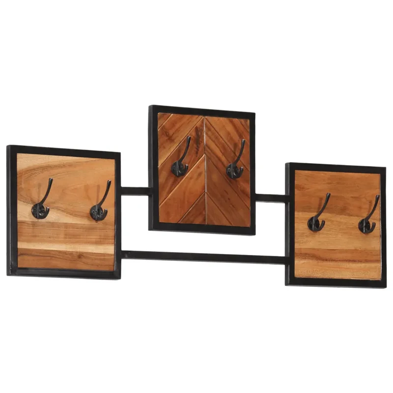 Porte-manteau mural 90 x 1 x 35 cm avec 6 crochets design contemporain salle d'entrée en bois acacia 02_0047564