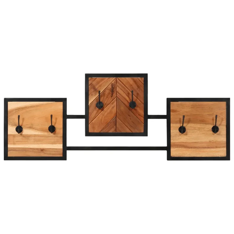 Porte-manteau mural 90 x 1 x 35 cm avec 6 crochets design contemporain salle d'entrée en bois acacia 02_0047564