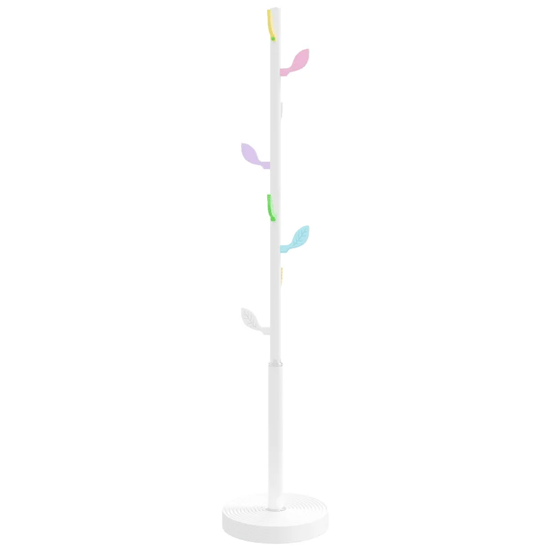 Porte-manteau blanc pratique design scandinave rangement couloir 172 x 35 x 35 cm en fer enduit de poudre blanc 02_0047589