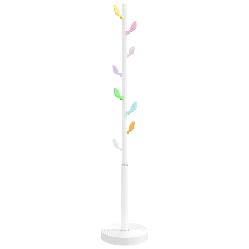 Porte-manteau blanc pratique design scandinave rangement couloir 172 x 35 x 35 cm en fer enduit de poudre blanc 02_0047589