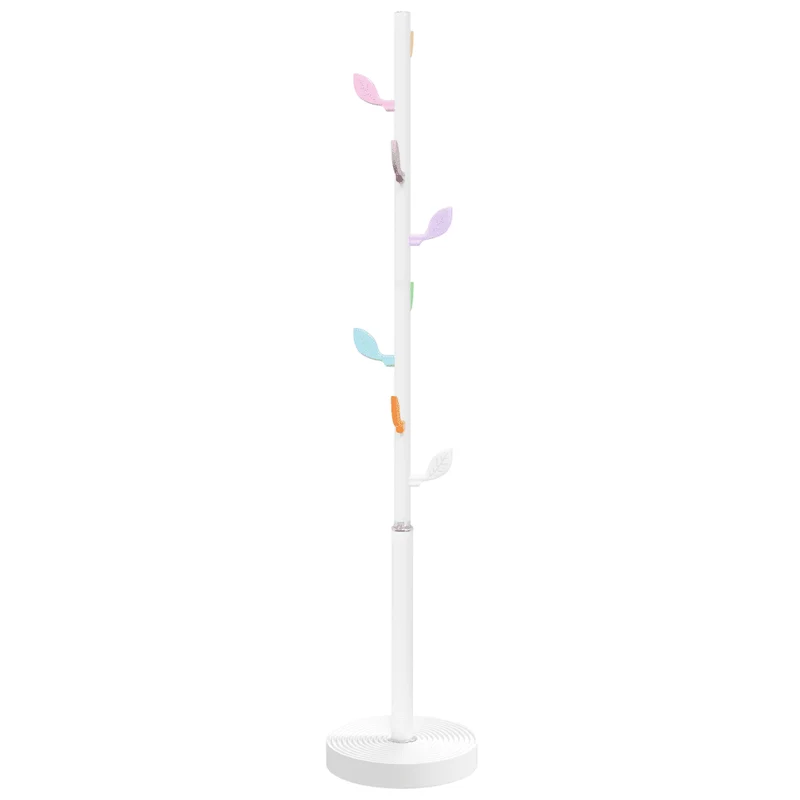 Porte-manteau blanc pratique design scandinave rangement couloir 172 x 35 x 35 cm en fer enduit de poudre blanc 02_0047589