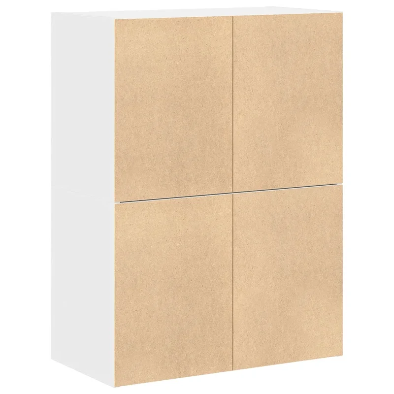 Lot de 2 armoires de rangement empilables avec 2 tiroirs 60 x 31 x 40 cm en bois d'ingénierie blanc 02_0051189