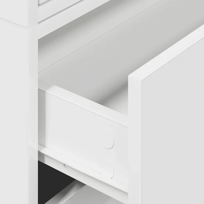Lot de 2 armoires de rangement empilables avec 2 tiroirs 60 x 31 x 40 cm en bois d'ingénierie blanc 02_0051189