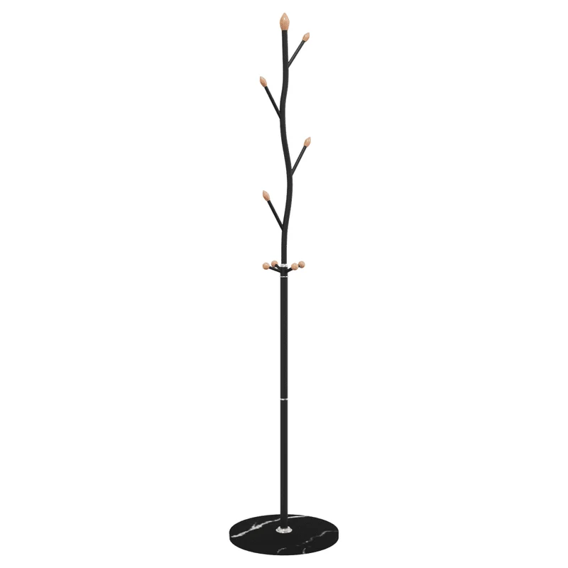 Porte-manteau noir pratique avec 8 patères rangement 177 x 37 cm en fer enduit de poudre noir 02_0047592