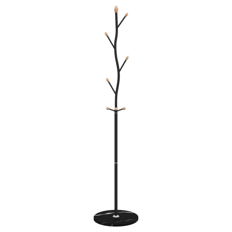 Porte-manteau noir pratique avec 8 patères rangement 177 x 37 cm en fer enduit de poudre noir 02_0047592