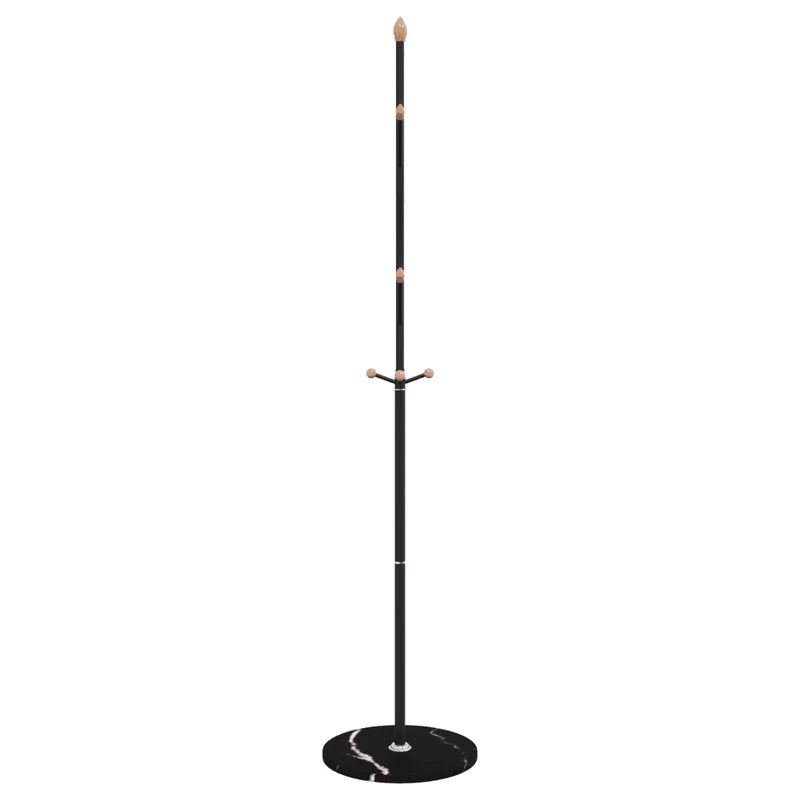 Porte-manteau noir pratique avec 8 patères rangement 177 x 37 cm en fer enduit de poudre noir 02_0047592