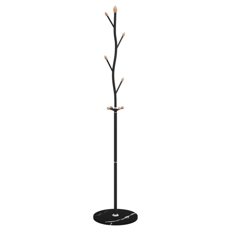 Porte-manteau noir pratique avec 8 patères rangement 177 x 37 cm en fer enduit de poudre noir 02_0047592