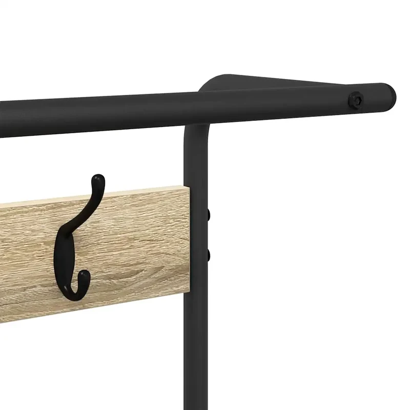 Porte-manteau rectangulaire avec rangement 95 x 34 x 184 cm design contemporain entrée en bois d'ingénierie chêne sonoma 02_0052641