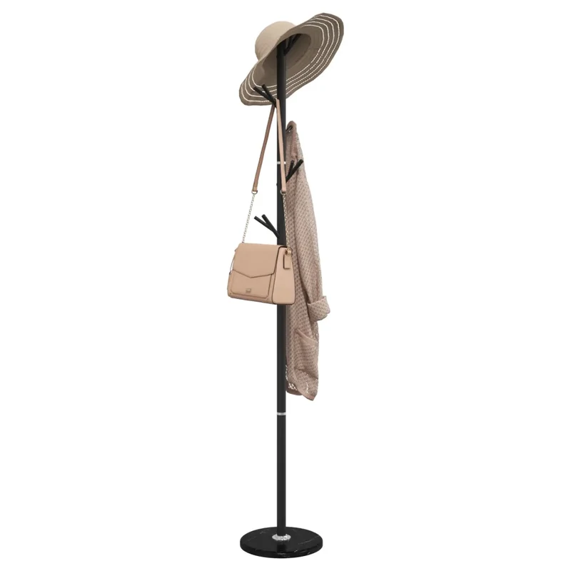 Porte-manteau sur pied stable avec 12 patères 175 x 29 cm en fer enduit de poudre noir 02_0047601