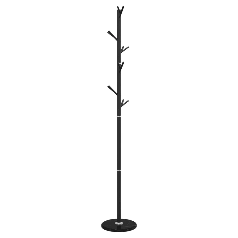 Porte-manteau sur pied stable avec 12 patères 175 x 29 cm en fer enduit de poudre noir 02_0047601
