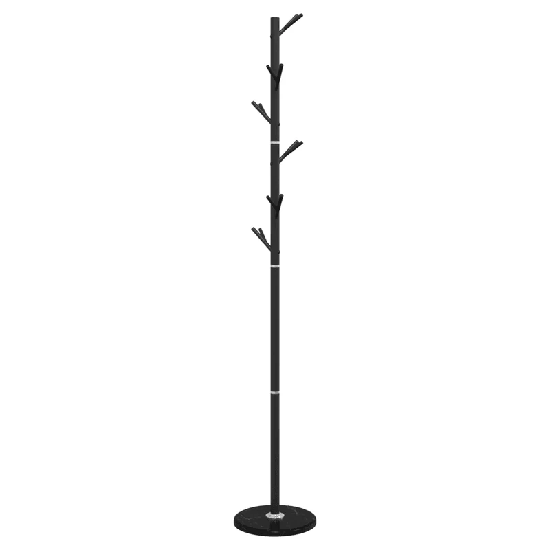 Porte-manteau sur pied stable avec 12 patères 175 x 29 cm en fer enduit de poudre noir 02_0047601