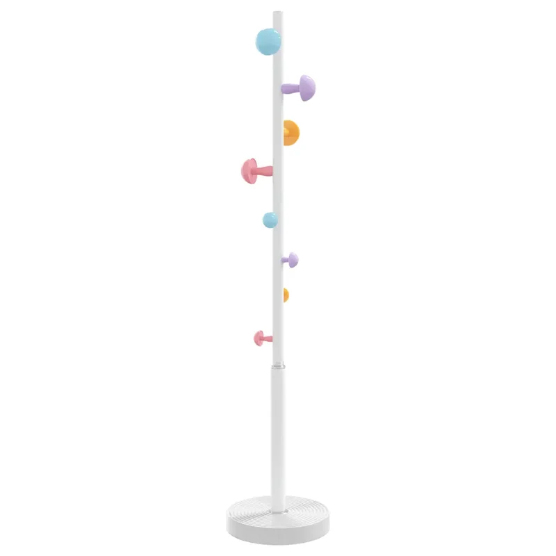 Porte-manteau sur pied 172 cm rangement pratique 8 patères style contemporain en fer enduit de poudre blanc 02_0047596