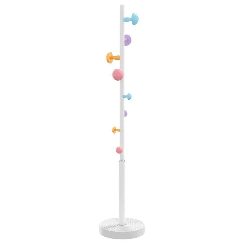 Porte-manteau sur pied 172 cm rangement pratique 8 patères style contemporain en fer enduit de poudre blanc 02_0047596