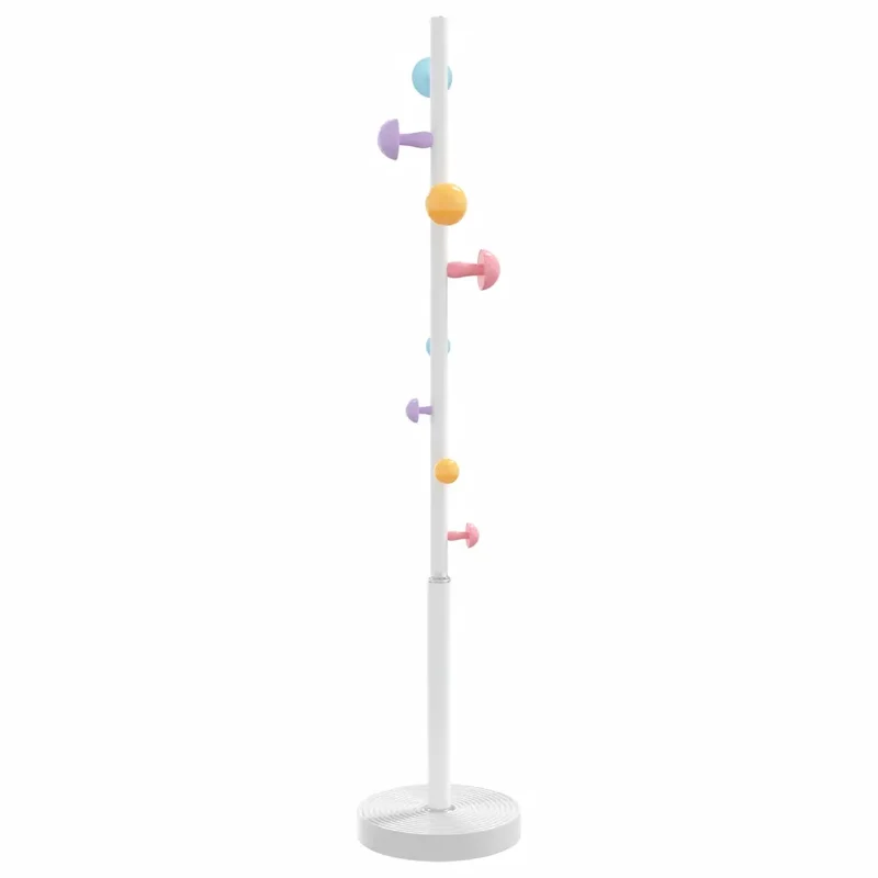 Porte-manteau sur pied 172 cm rangement pratique 8 patères style contemporain en fer enduit de poudre blanc 02_0047596