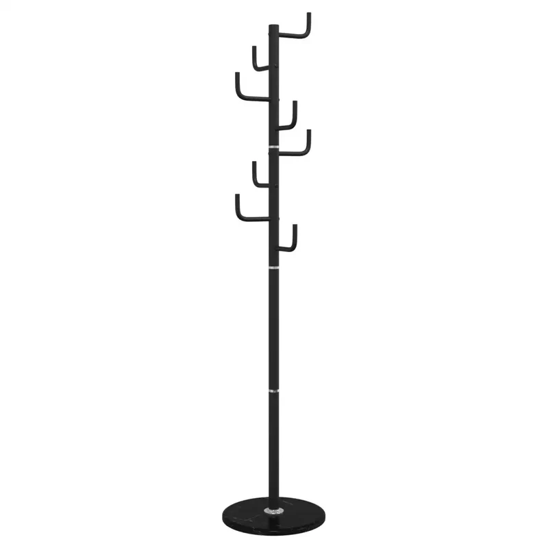 Porte-manteau sur pied pratique 183 x 37 x 37 cm 8 patères stable moderne en fer noir 02_0047603