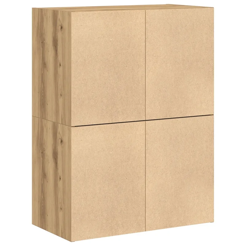 Lot de 2 armoires de rangement empilables 60 x 31 x 40 cm avec 2 tiroirs pratique style contemporain en bois d'ingénierie chêne artisanal 02_0051204