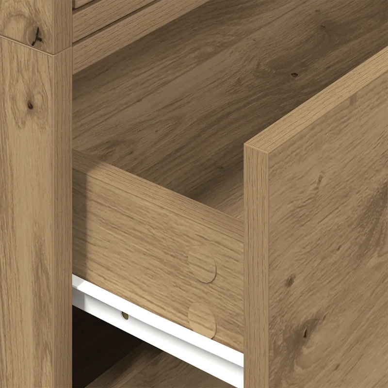 Lot de 2 armoires de rangement empilables 60 x 31 x 40 cm avec 2 tiroirs pratique style contemporain en bois d'ingénierie chêne artisanal 02_0051204