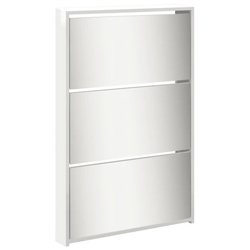 Armoire à chaussures moderne 63 x 17 x 169 cm 5 niveaux design élégant entrée en bois d'ingénierie blanc brillant 02_0055526