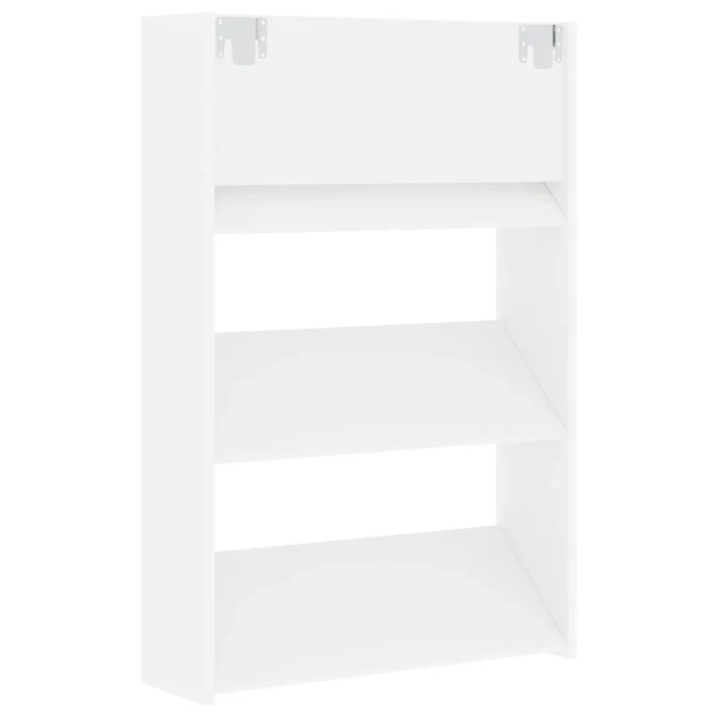 Lot de 2 armoires à chaussures murales modernes 60 x 18 x 90 cm avec 3 étagères en aggloméré blanc 02_0047895