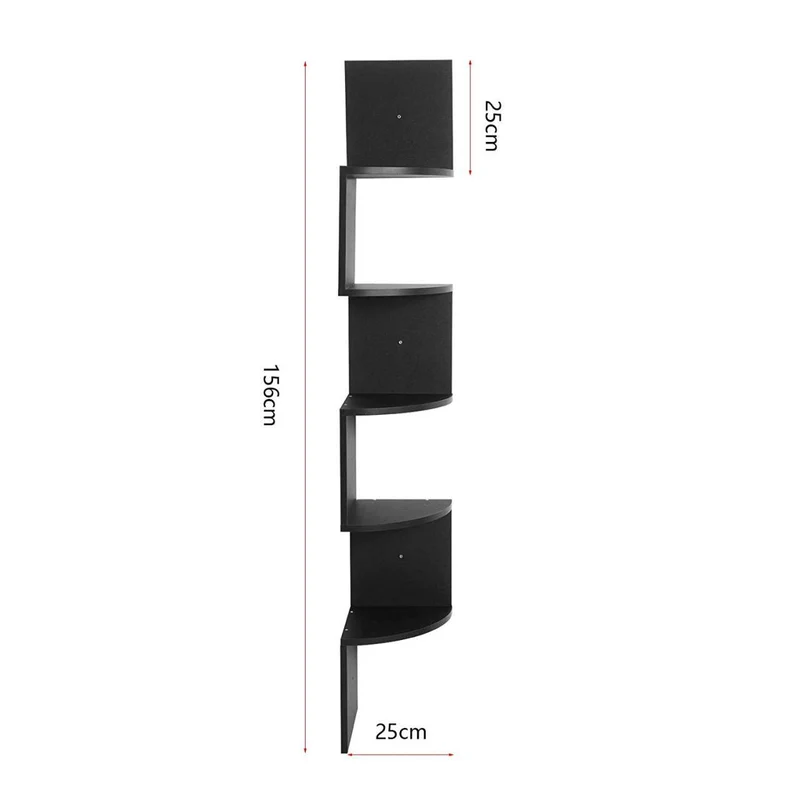 Étagères flottantes de rangement d'angle en MDF de rangement en forme de S noir 19_0000564