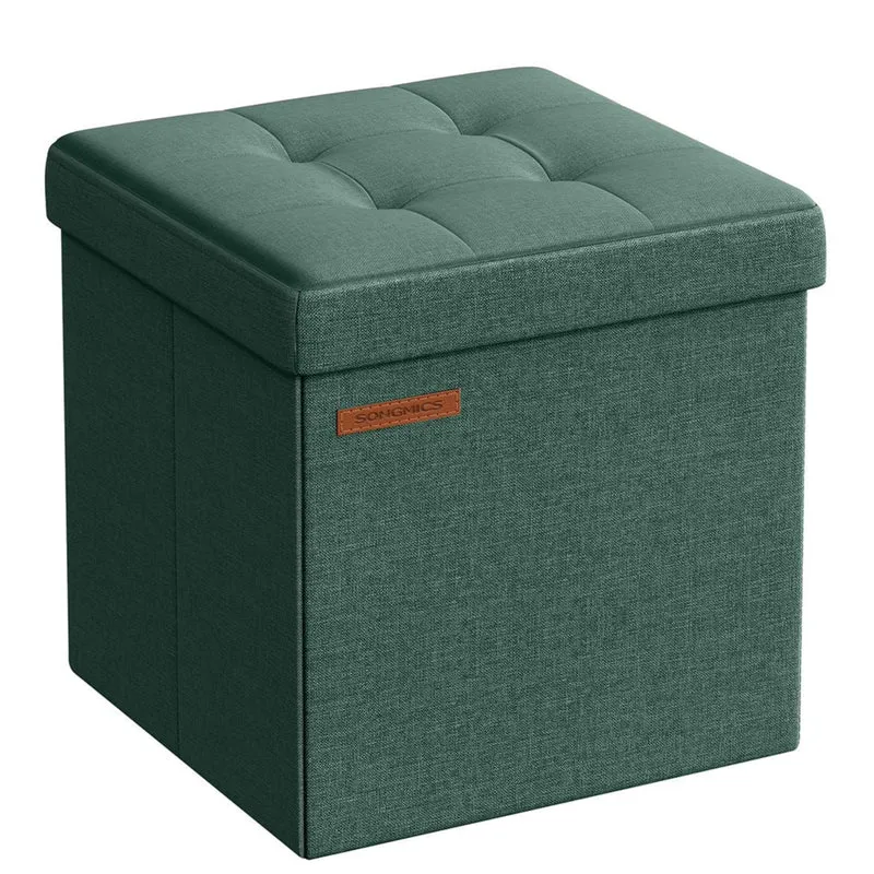 Banc coffre rangement tabouret repose-pieds pouf intérieur siège pour salon chambre entrée vert 12_0004128