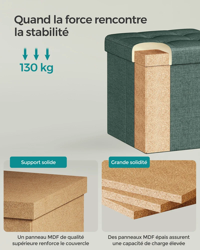 Banc coffre rangement tabouret repose-pieds pouf intérieur siège pour salon chambre entrée vert 12_0004128