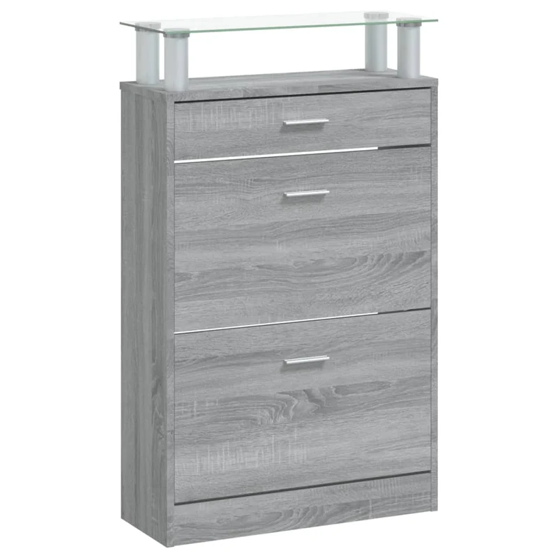 Armoire à chaussures range chaussures rangement meuble entrée couloir salon sonoma 63 x 24 x 104 cm bois d'ingénierie gris 02_0022085