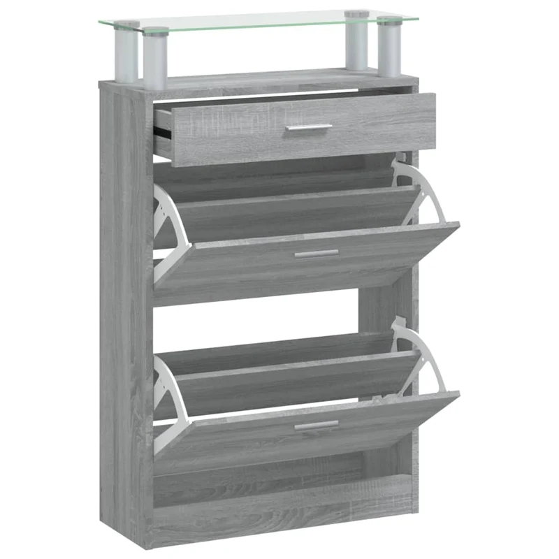 Armoire à chaussures range chaussures rangement meuble entrée couloir salon sonoma 63 x 24 x 104 cm bois d'ingénierie gris 02_0022085