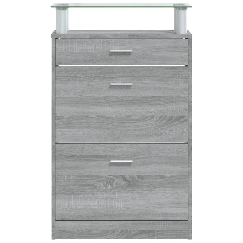 Armoire à chaussures range chaussures rangement meuble entrée couloir salon sonoma 63 x 24 x 104 cm bois d'ingénierie gris 02_0022085