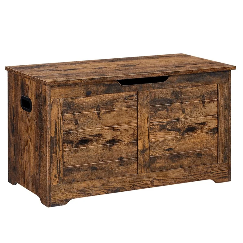 Coffre de rangement intérieur banc à chaussures pouf banquette rangement pour jouet enfant avec charnières de sécurité style moderne 100 x 40 x 46 cm marron 12_0005146