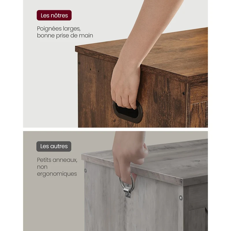 Coffre de rangement intérieur banc à chaussures pouf banquette rangement pour jouet enfant avec charnières de sécurité style moderne 100 x 40 x 46 cm marron 12_0005146