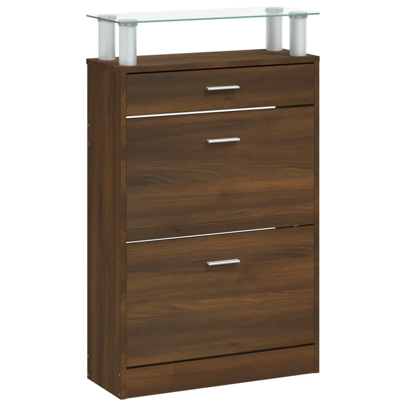 Armoire à chaussures range chaussures rangement meuble entrée couloir salon 63 x 24 x 104 cm bois d'ingénierie brun 02_0021645