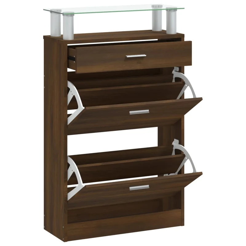 Armoire à chaussures range chaussures rangement meuble entrée couloir salon 63 x 24 x 104 cm bois d'ingénierie brun 02_0021645