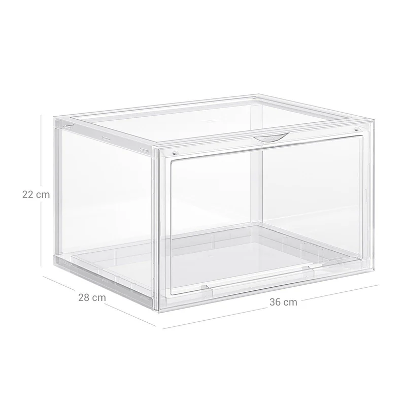 Boîtes à chaussures lot de 6 coffre de rangement empilable avec porte en plastique 36 x 28 x 22 cm pointure jusqu’à 46 transparent 12_0002209