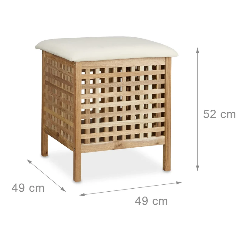 Tabouret de salle de bain coffre de rangement en bois noyer 13_0002787